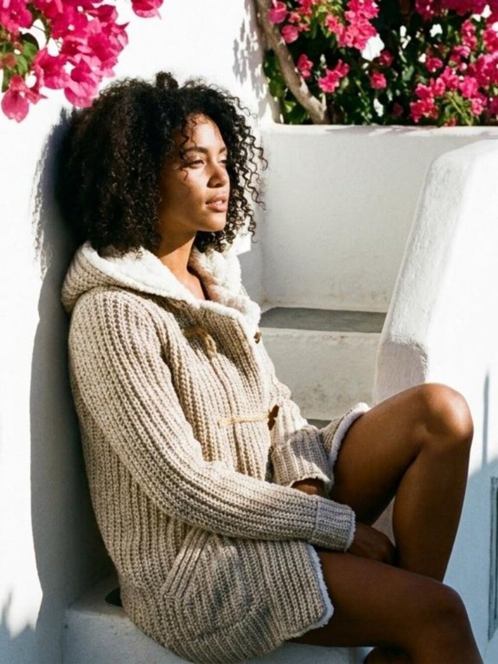 Zara Knit FLEECE HOODED SWEATER JACKET with Sherpa Lining‼️NWT💝 SZ MED.